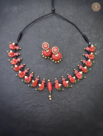 Yaazhini Terracotta Necklace | Handcrafted Tamil Nadu Terracotta Jewellery