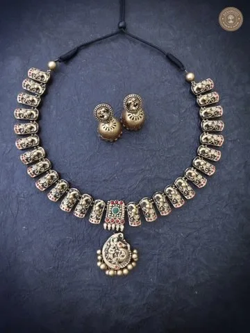 Munaivi Terracotta Necklace | Handcrafted Tamil Nadu Terracotta Jewellery