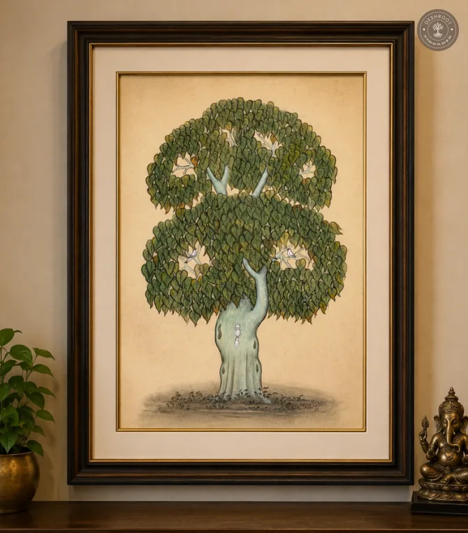 The Sacred Peepal – Original Bikaner Miniature Painting
