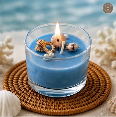 Ocean Escape Scented Candle – Handcrafted Ocean-Themed Decorative Candle with Seashell Accent