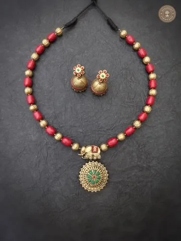 Abhirami Terracotta Necklace | Handcrafted Tamil Nadu Terracotta Jewellery