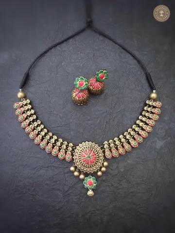 Malar Terracotta Necklace | Handcrafted Tamil Nadu Terracotta Jewellery
