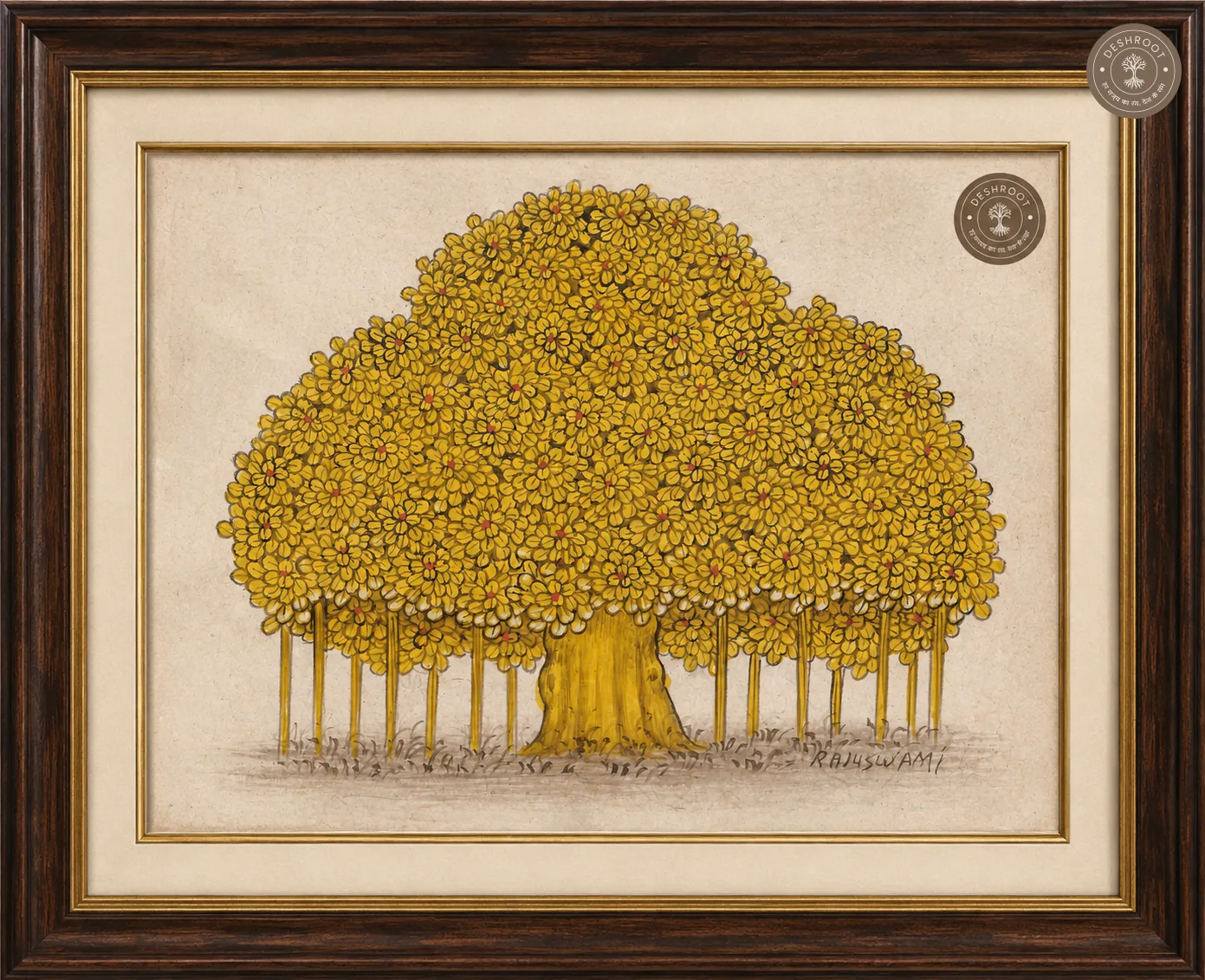 Golden Banyan Tree – Original Bikaner Miniature Painting