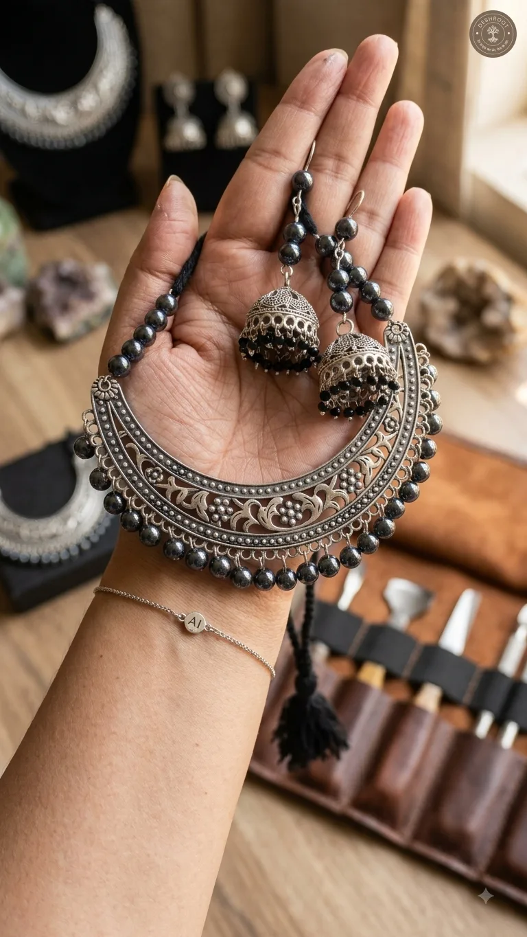 Oxidised boho necklace