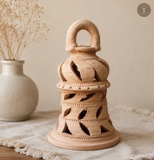 Rajasthani Terracotta Handcrafted Lantern - Traditional Jali Clay Decor