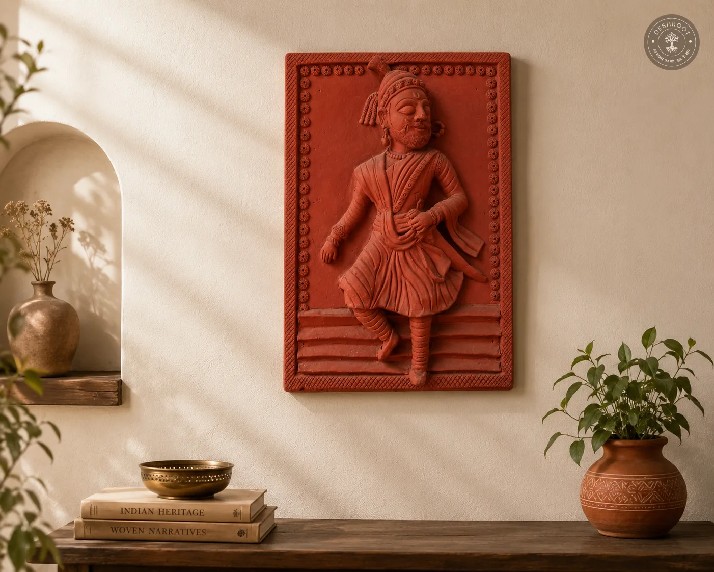Rajasthani Terracotta Folk Dancer Wall Panel