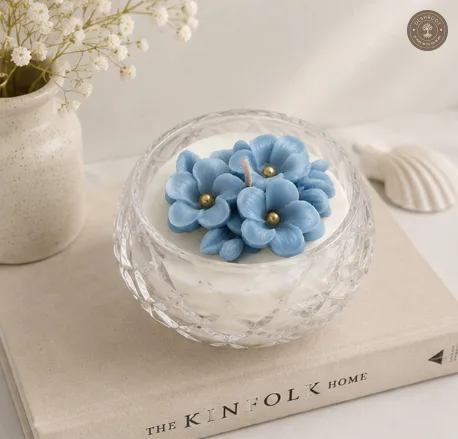 Hill Pour Blue Bloom Sea Breeze Soy Wax Glass Bowl Candle