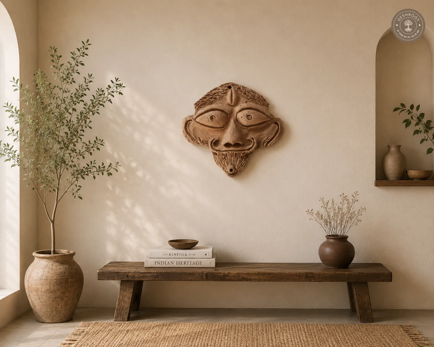 Rajasthani Terracotta Tribal Face Wall Mask
