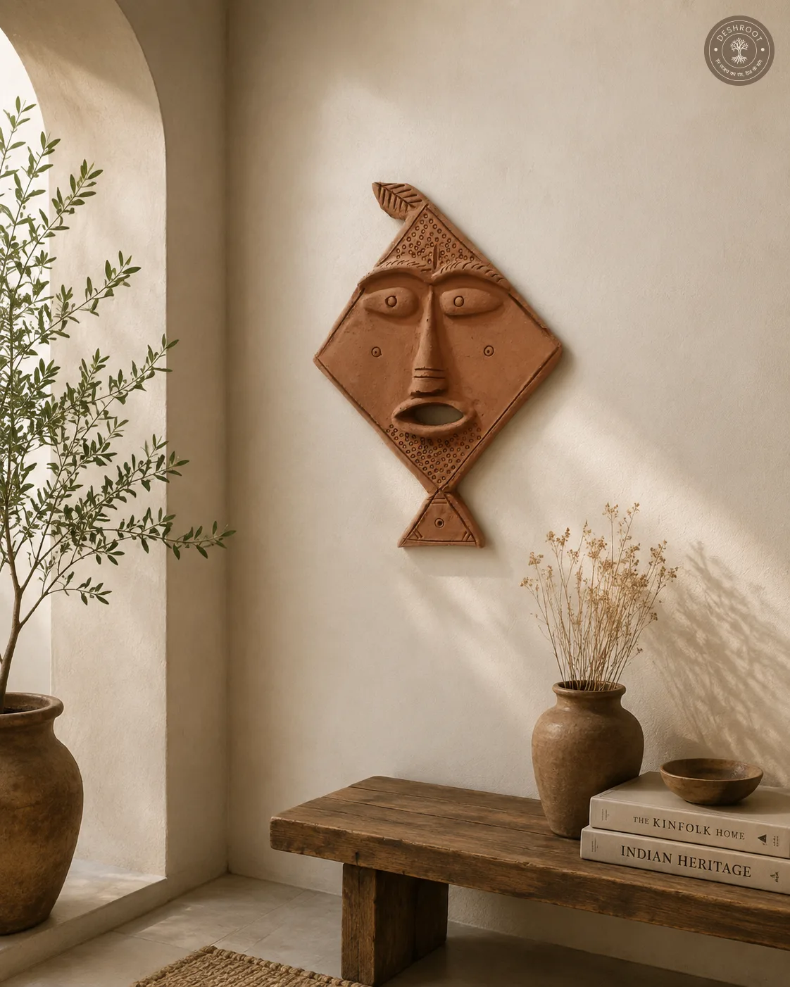 Rajasthani Terracotta Tribal Face Wall art