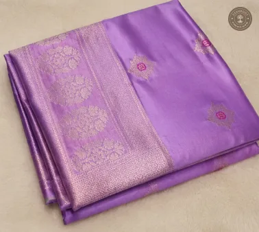 Katan Silk Banarasi Dupatta – Lavender Purple with Intricate Zari Floral Motifs