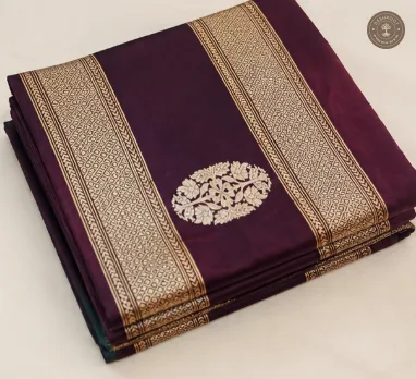 Katan Silk Banarasi Dupatta – Wine Purple with Floral Zari Butis & Intricate Woven