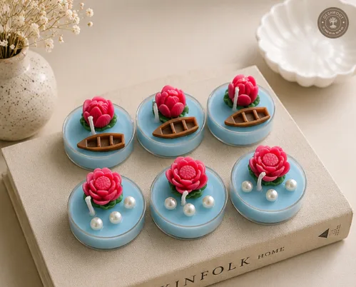 Hill Pour Lotus Pond Decorative Tealight Candle Set - Pack of 6