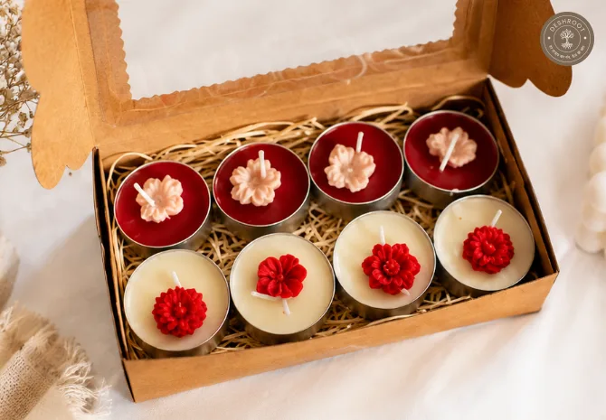 Hill Pour Tiny Floral Tealight Soy Wax Candle Set – Pack of 8