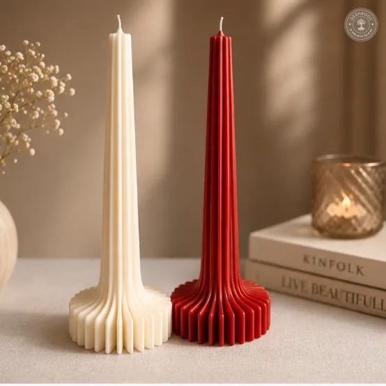Hill Pour Still Flame Sculpted Pillar Candle