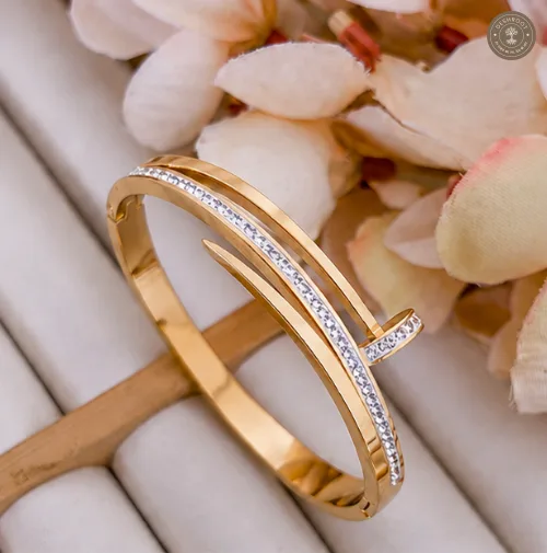 Golden Arc Crystal Anti-Tarnish Kids Kada