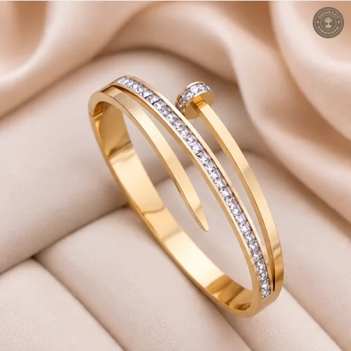 Golden NailSpark Crystal Anti-Tarnish Kids Kada