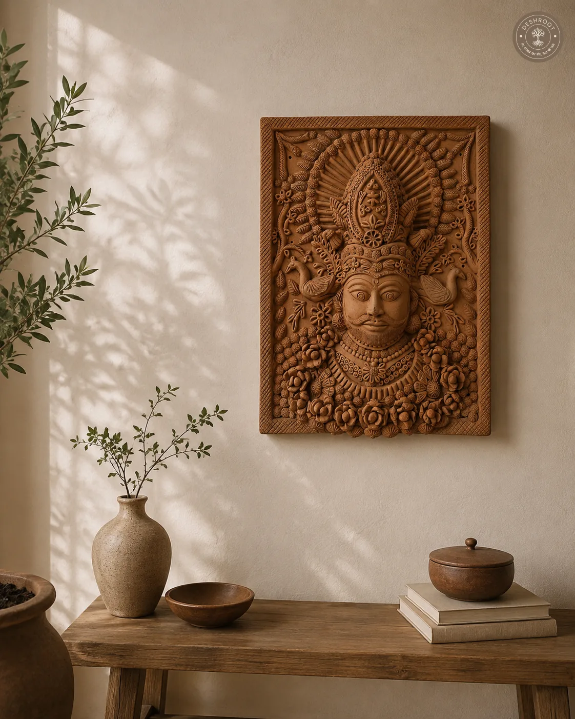 Rajasthani Handmade Shiva & Ganesha Relief Wall Hanging