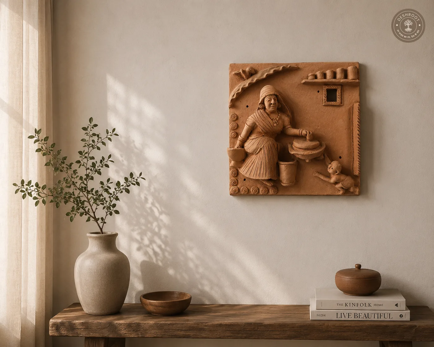 Rajasthani Potter at Work Terracotta Wall Art