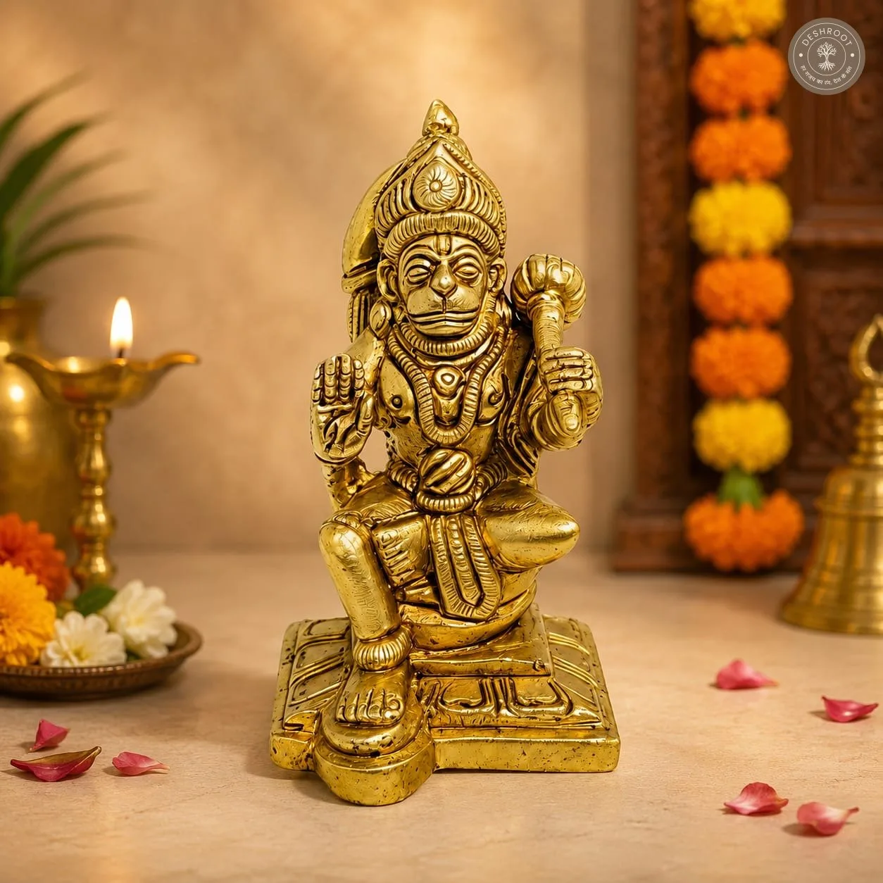 Divine Golden Hanuman Idol – Blessing Pose