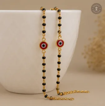 Fancy Golden Kids Size Najariya – Black Beaded Nazar Bracelet