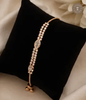 Rose Gold Polish Designer Bracelet with Triple Stone Rows