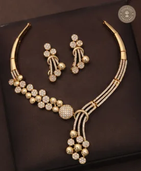 A.D. Stone Gold-Tone Necklace Set with Multi-Strand Pendant & Matching Earrings