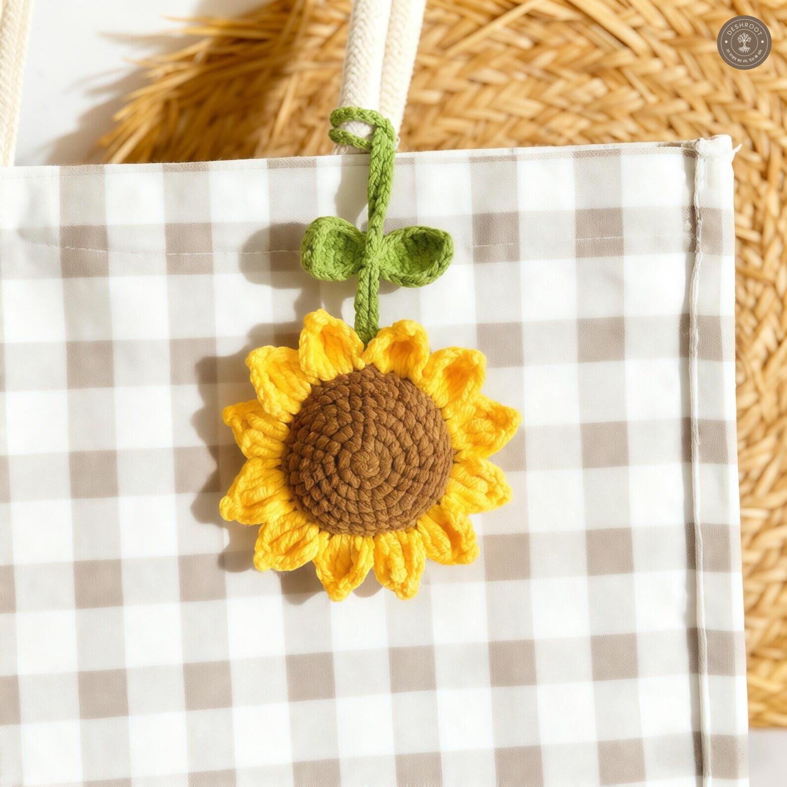 Handmade Crochet Sunflower Bag Charm