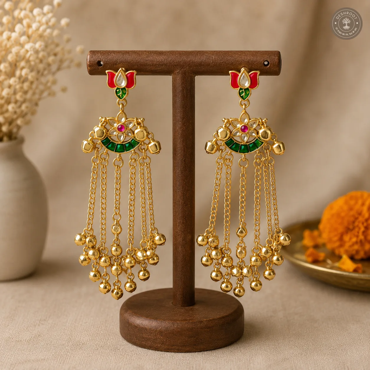Royal Floral Long Drop Earrings
