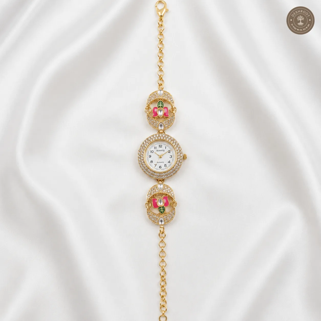 Royal Emerald Floral Kundan Watch