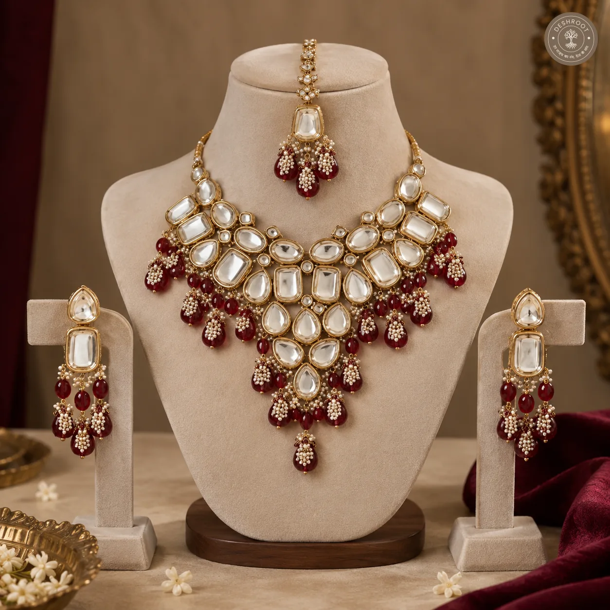 Royal Ruby Kundan Bridal Necklace Set