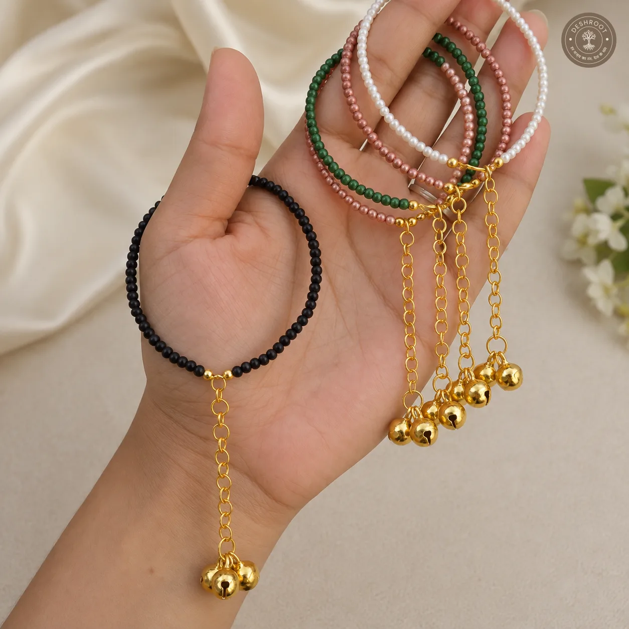 Crystal Bead Gold Charm Bracelet (combo)