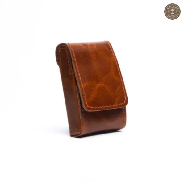Sobo classic - Leather Cigarette Case With Lighter Pocket Caramel Brown