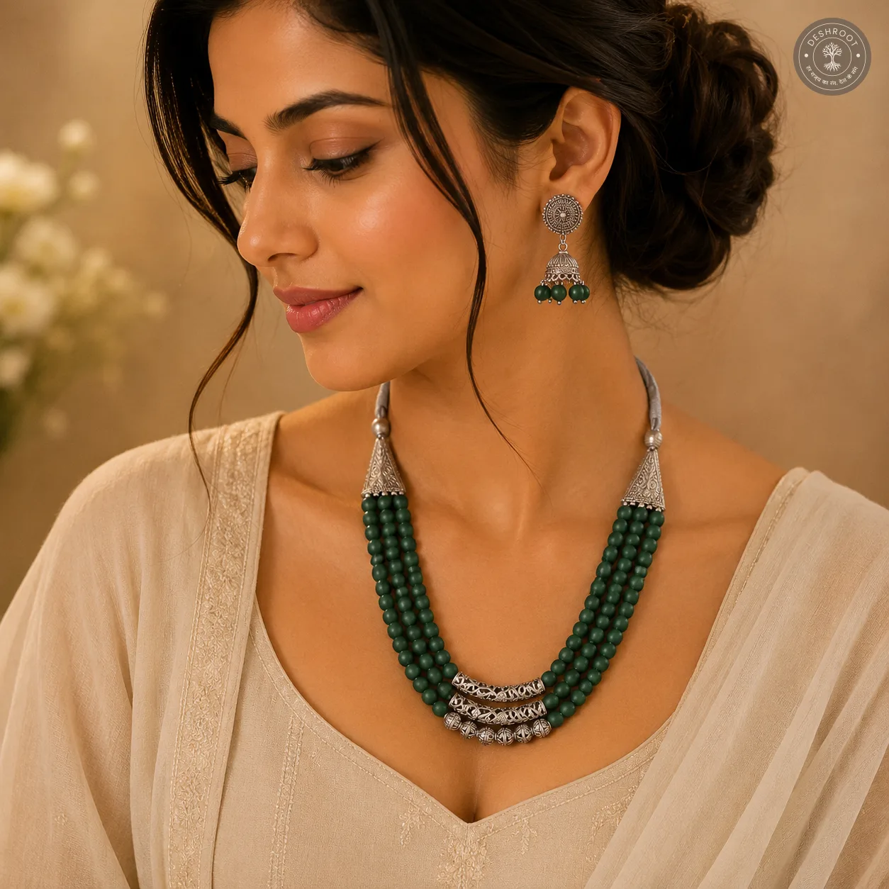 Oxidized Silver Boho Necklace Set