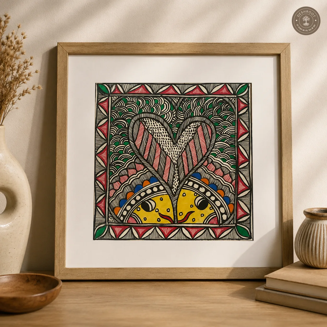 Madhubani Matsya Milan Folk Art Painting