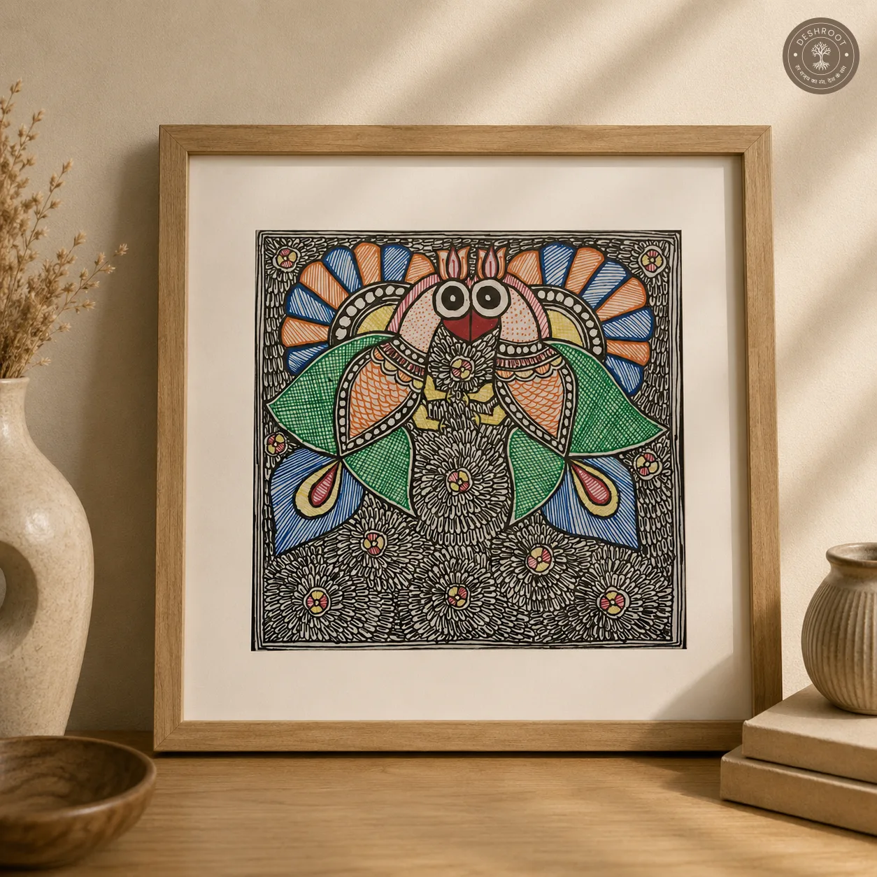 Madhubani Pakshi Pushp Bird Painting