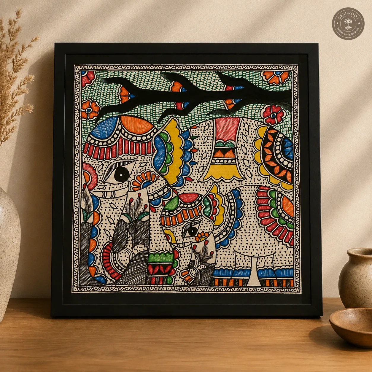 Madhubani Gaj Vatika Elephant Painting