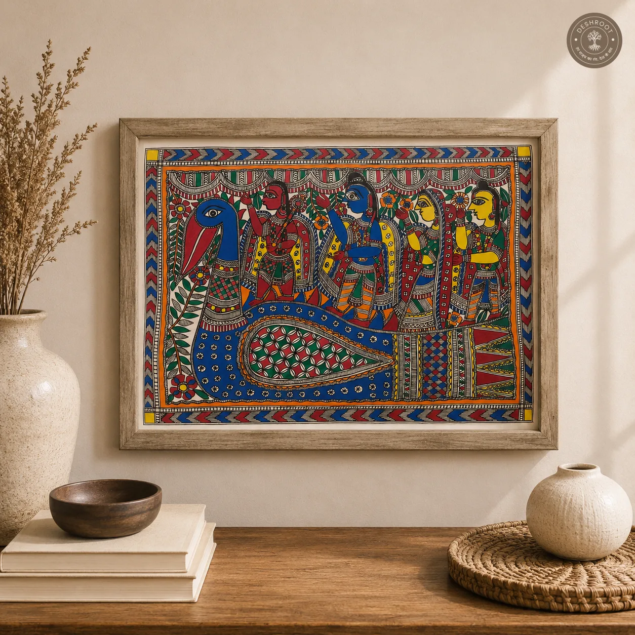 Madhubani Mayur Sabha Folk Painting