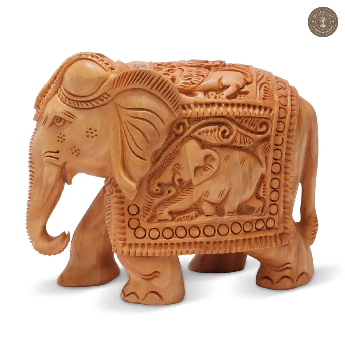 Handcrafted Wooden Elephant Showpiece with Intricate Carving 2