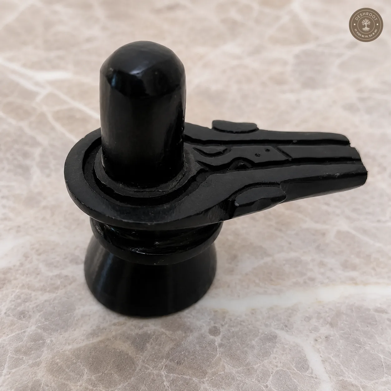Handcrafted Black Marble Shiva Lingam with Yoni Base