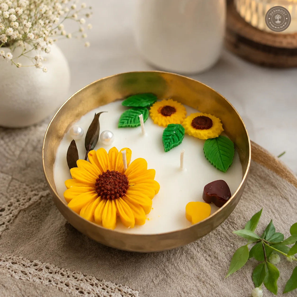 Sunshine Floral Urli Candle