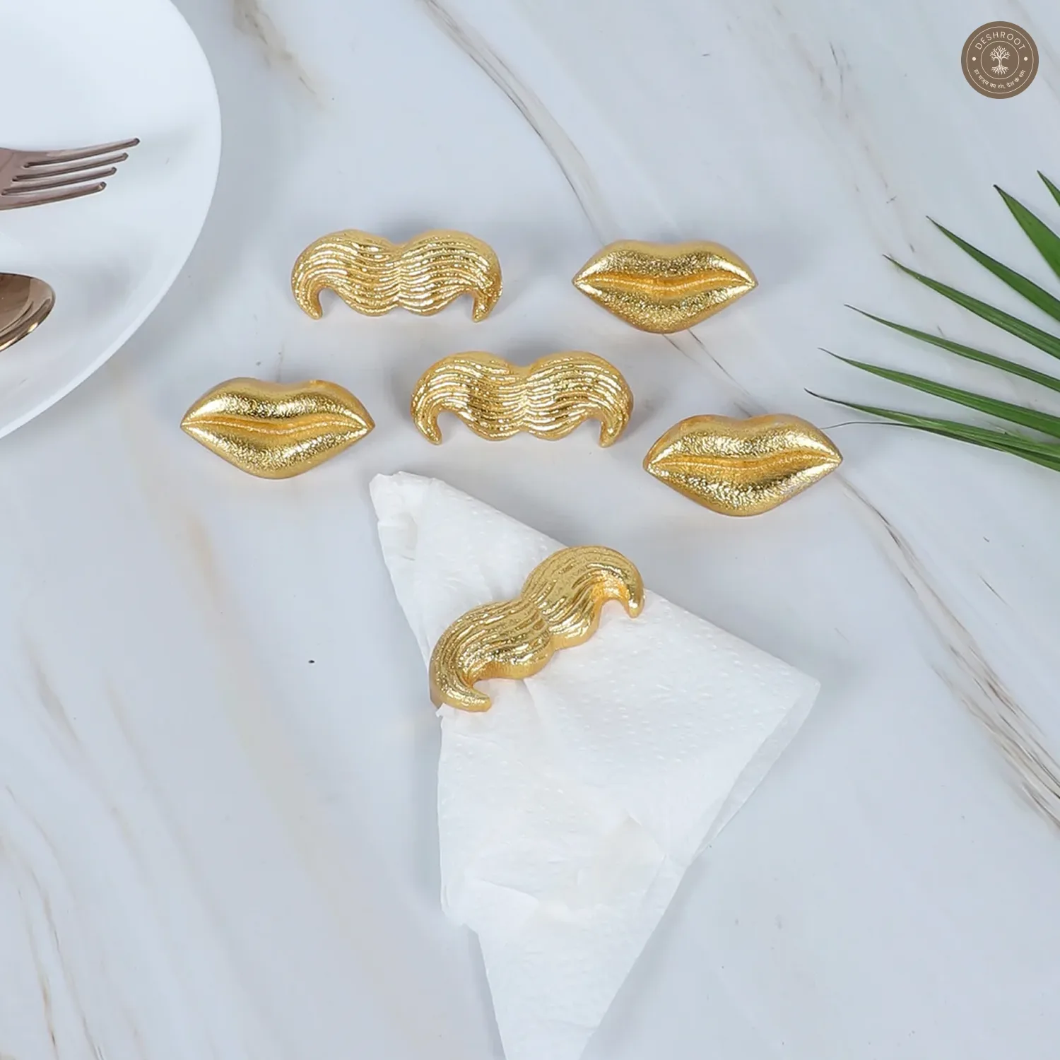 Lips & Mouctache Napkin RIng Set of 6