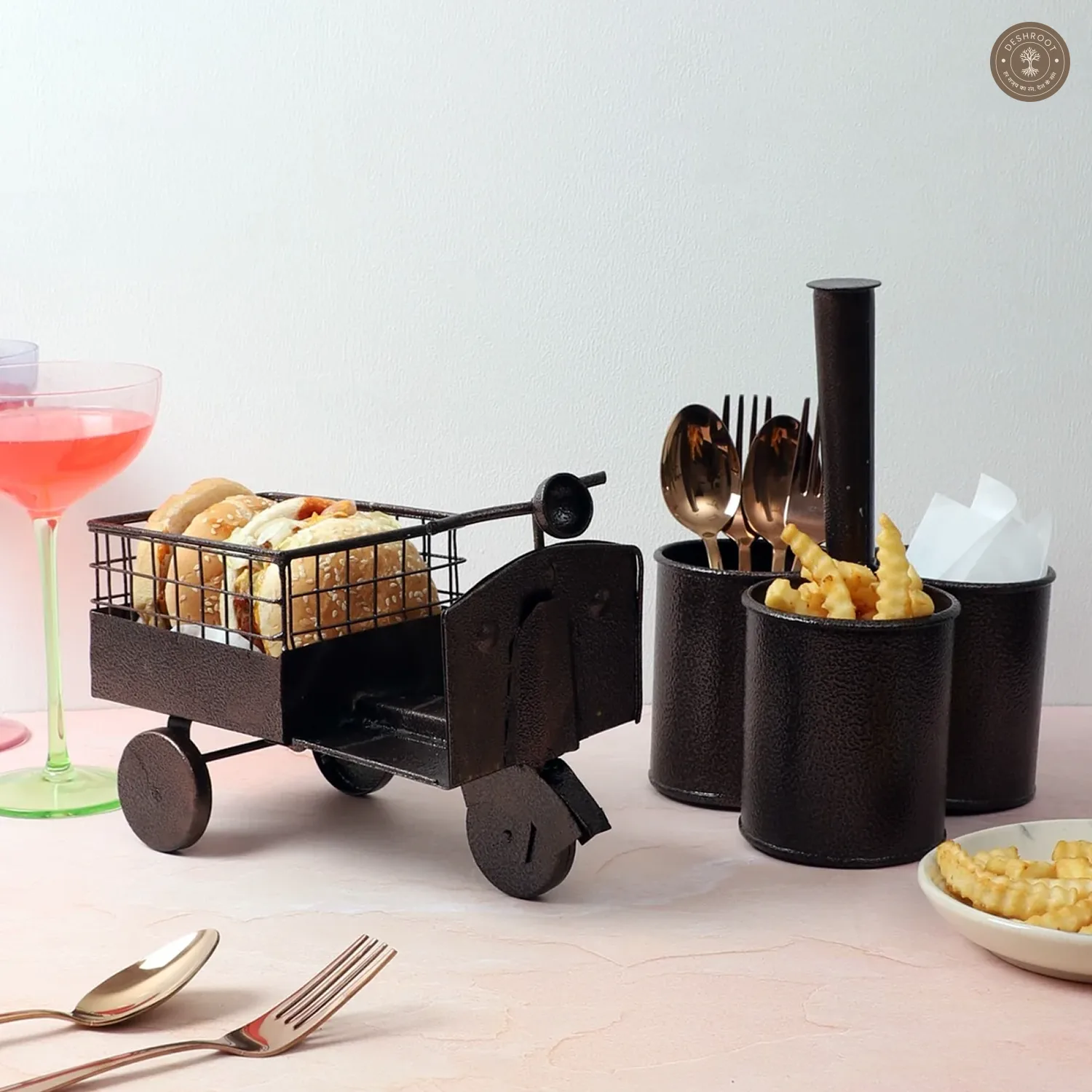 Wagon & Cutlery Holder Set