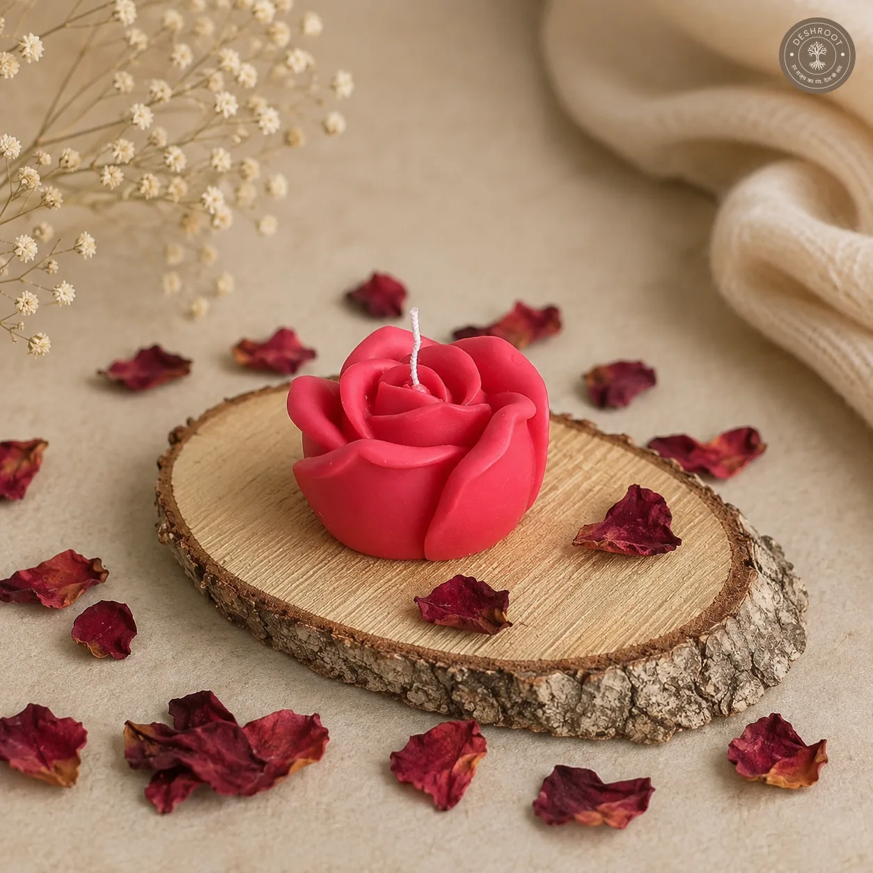 Elegant Single Rose Flower Candle