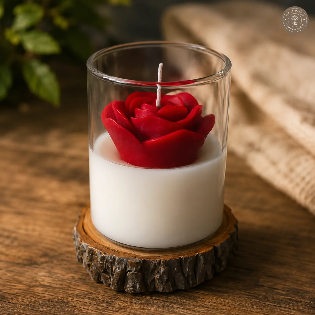 Handcrafted Romantic Rose in Glass Candle