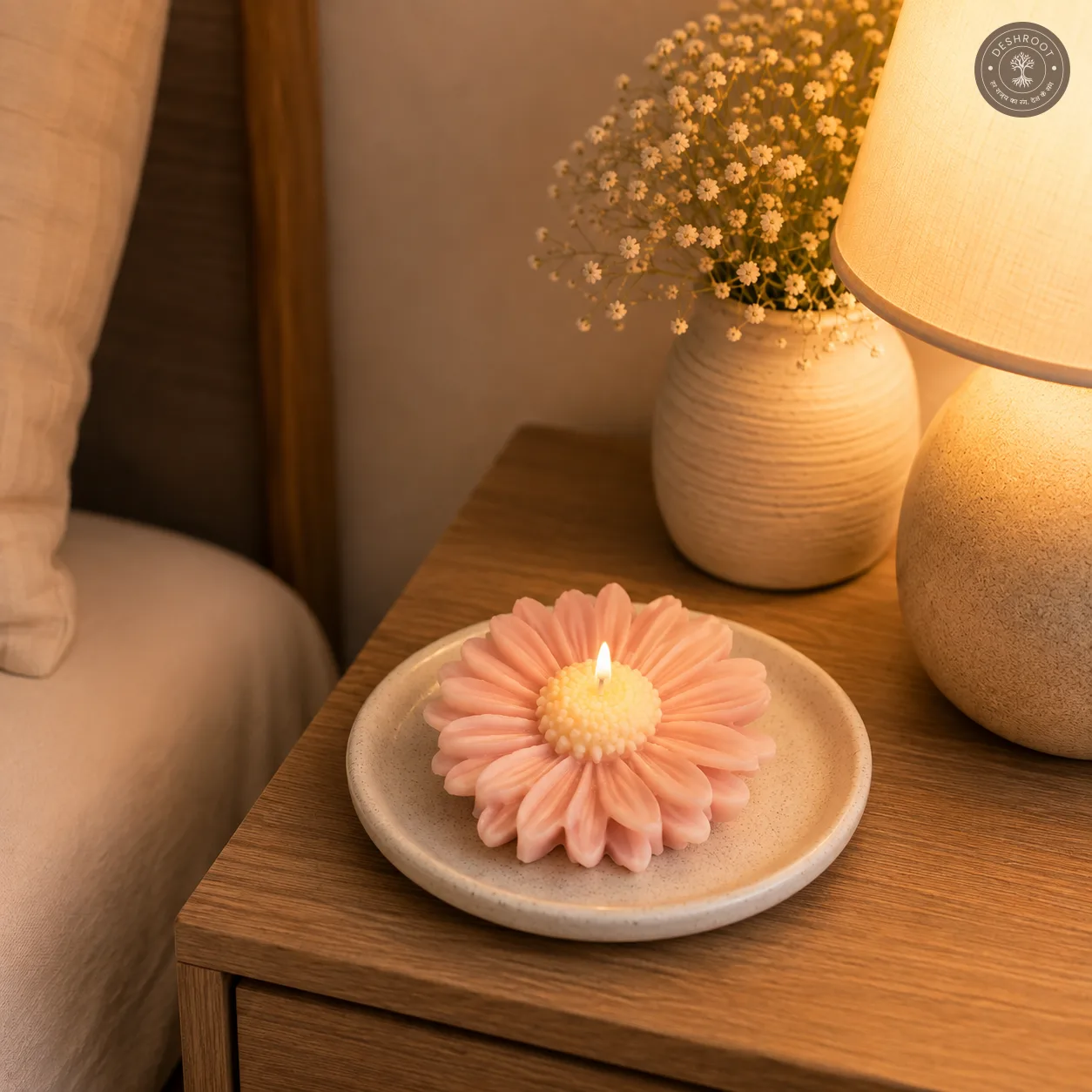 Handcrafted Daisy Flower Candle – Elegant Floral Décor Candle