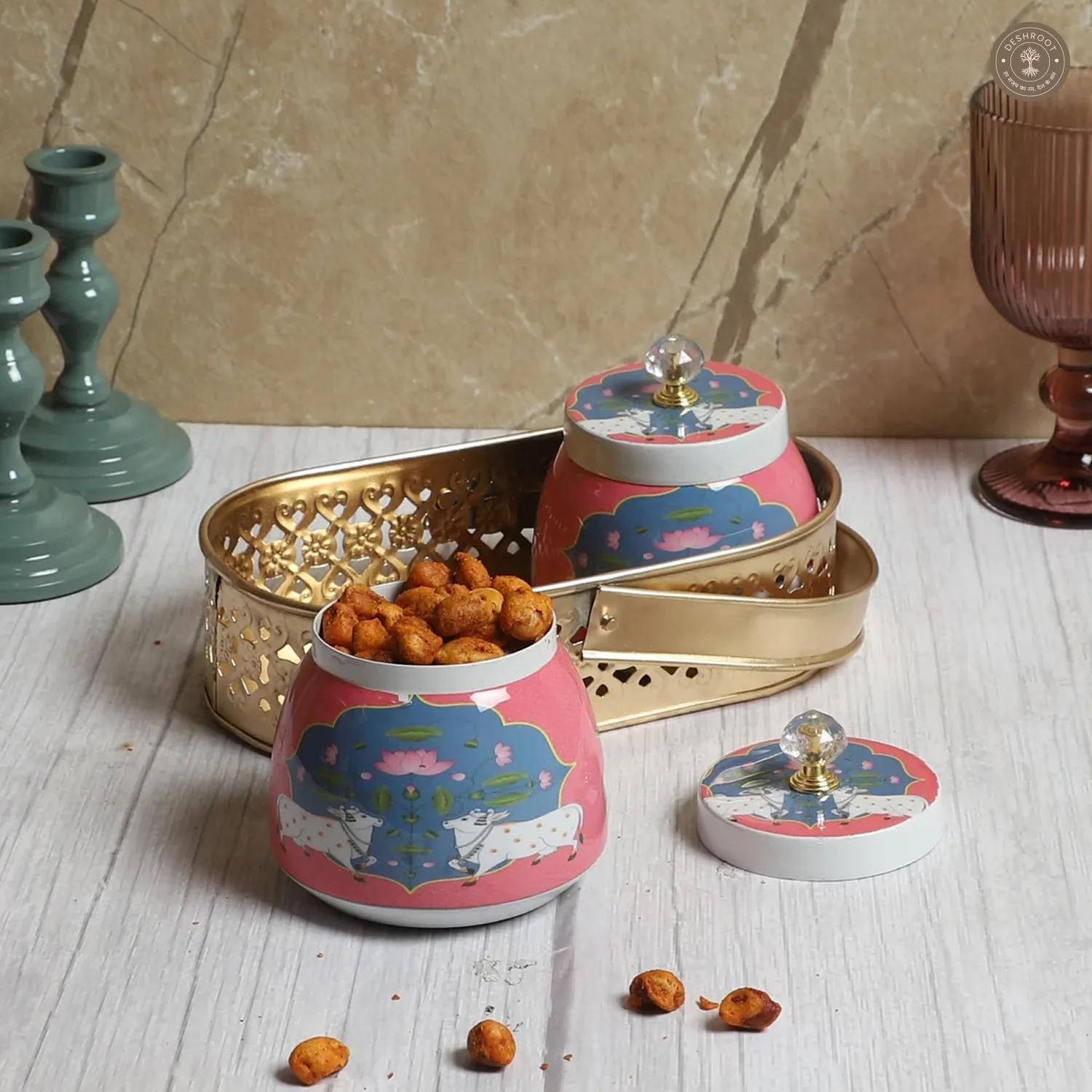 White Cow Print Jars basket Set of 3