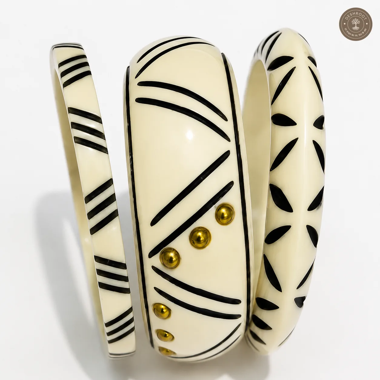 Handcrafted White Resin Bangle Set for Women (Set of 3)