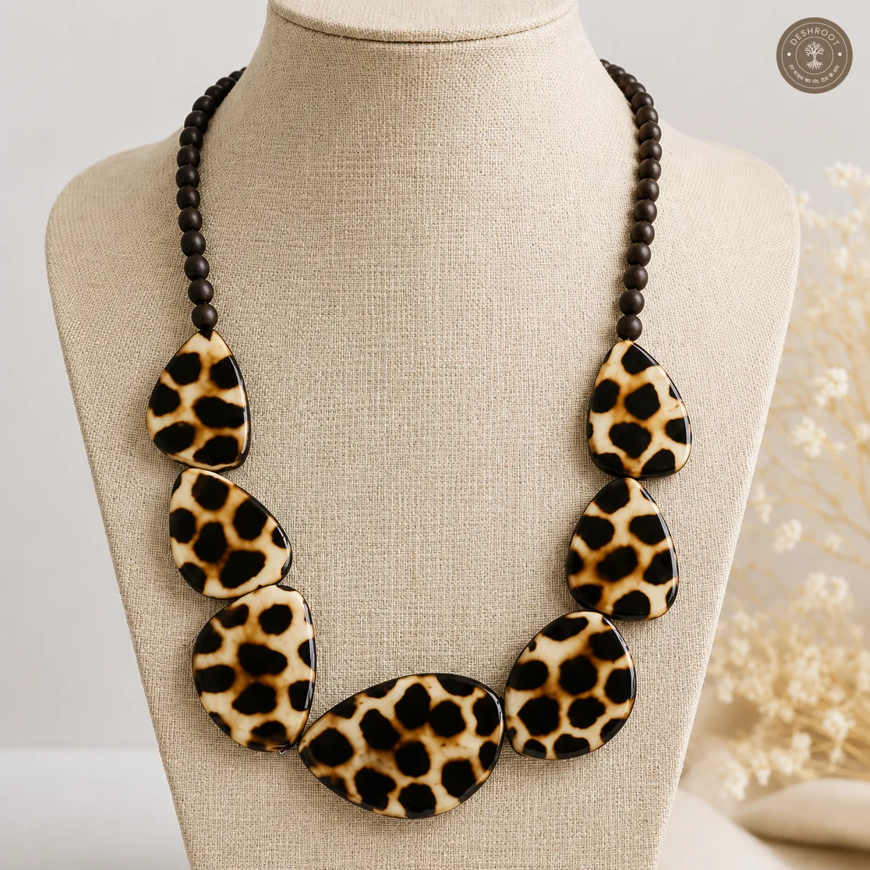 Handcrafted Animal Print Resin Statement Necklace for Women