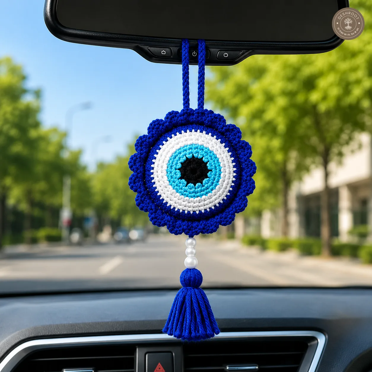 Handmade Crochet Evil Eye Car Hanging