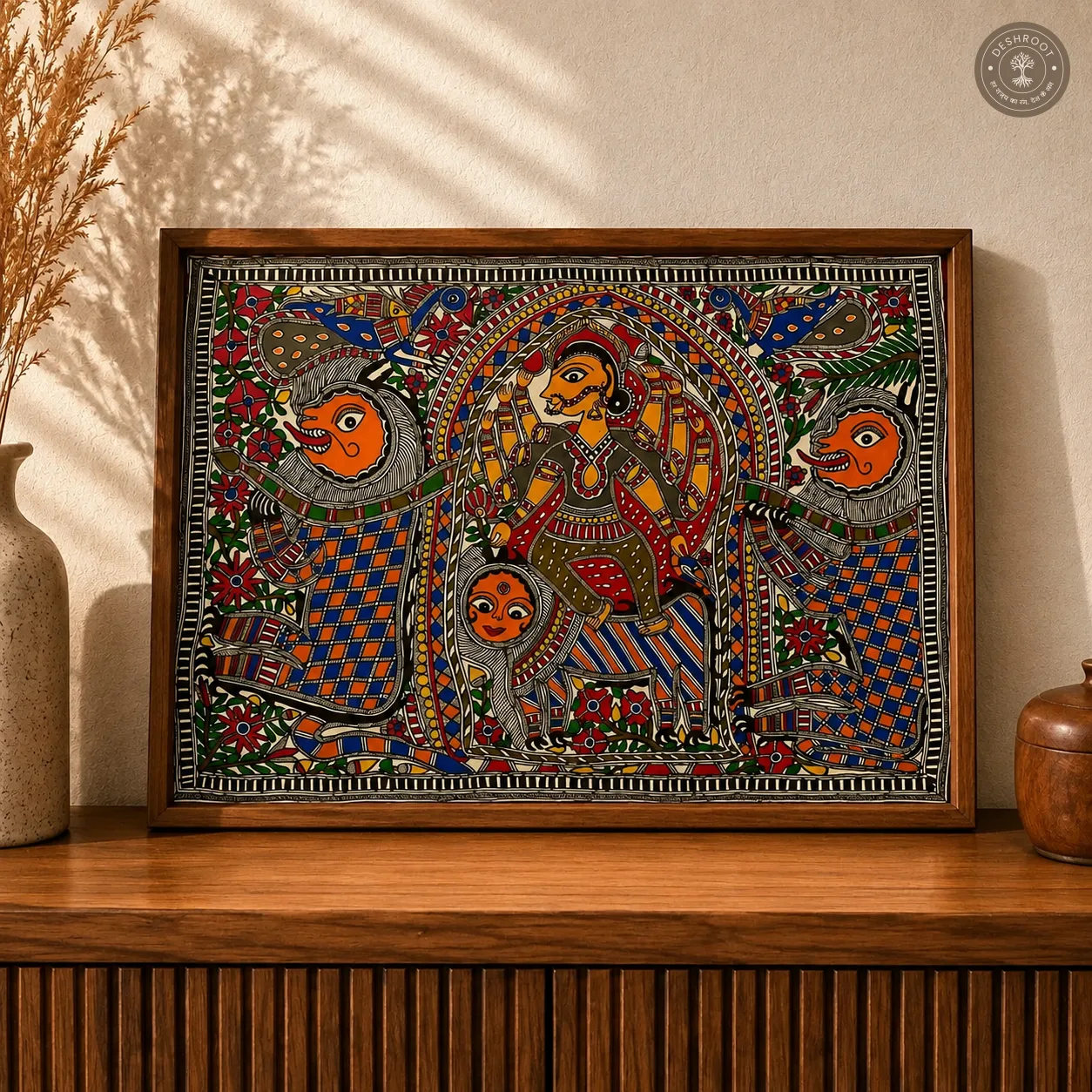 Madhubani Devi Shakti Folk Painting